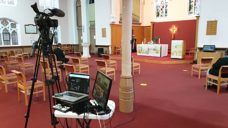 Funeral livestreaming at church